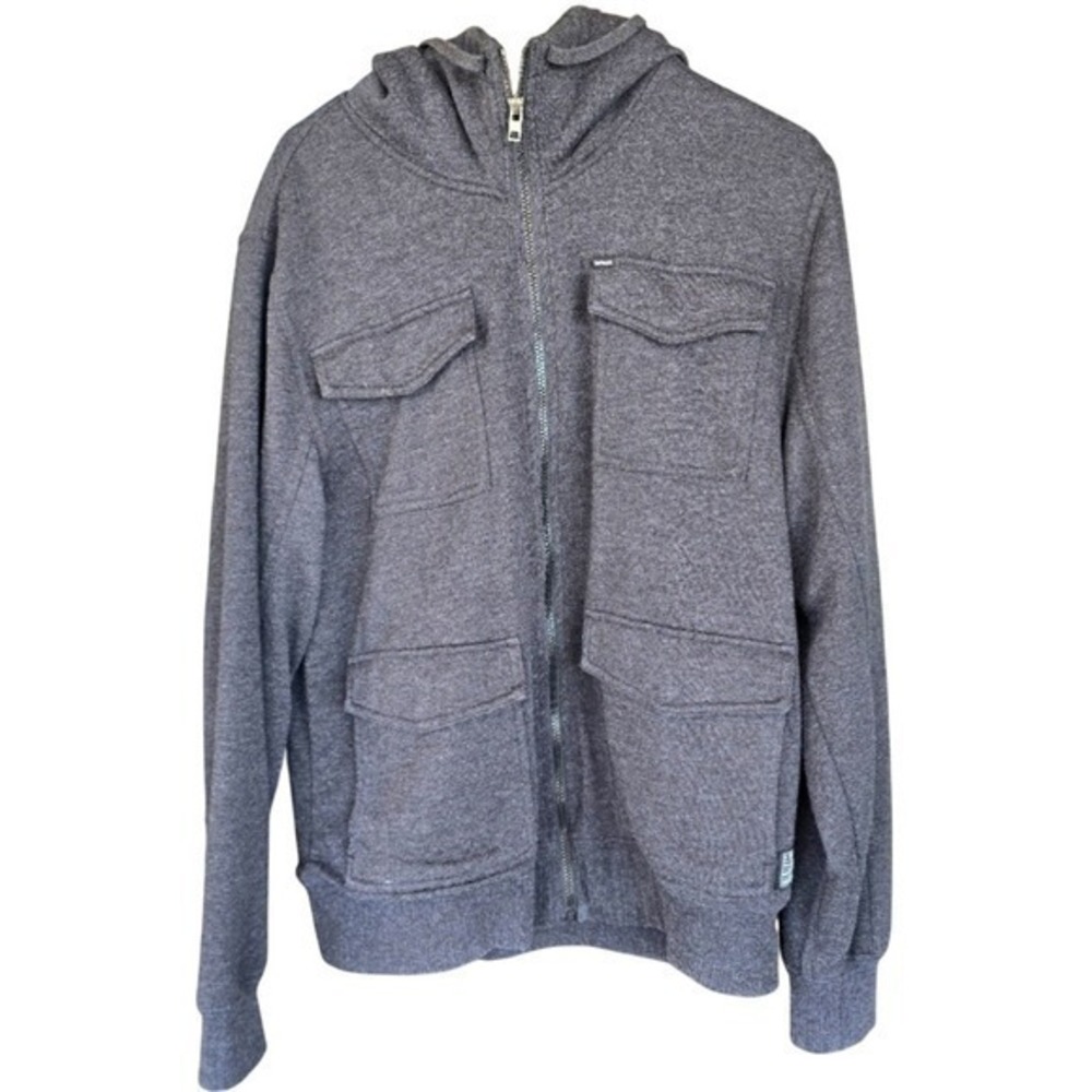 Hurley Men's Dark Gray Sherpa‎ Lined Zip Up Hoodie Jacket Medium